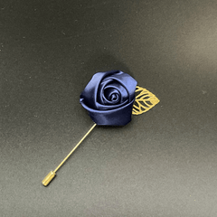 Men's Golden Leaf Rose Flower Brooch Corsage