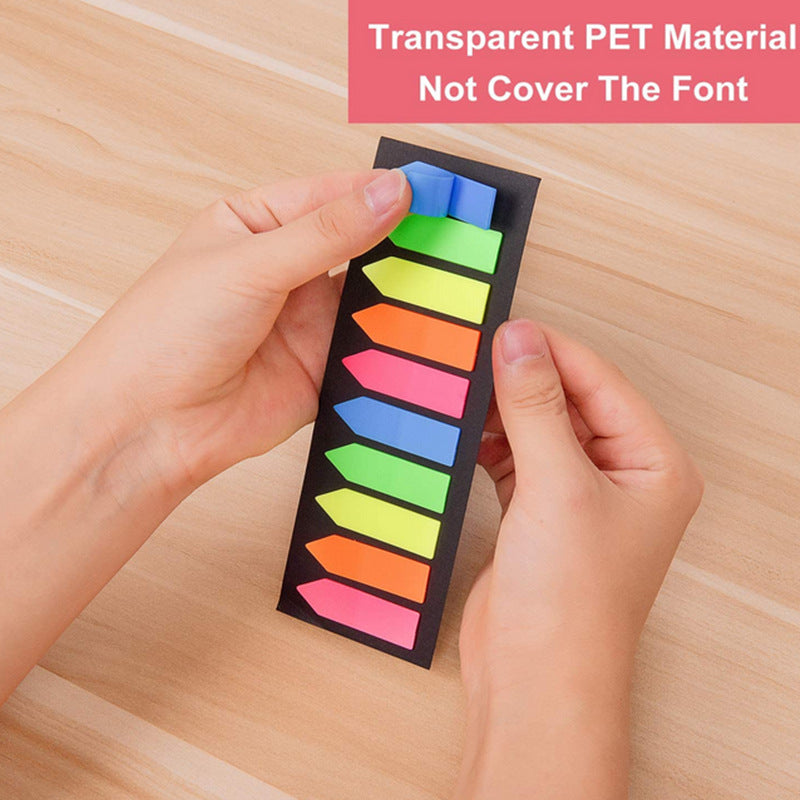 10pcs 200sheets Colorful PET Fluorescent Sticky Notes Transparent Memo Pad