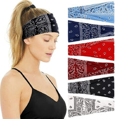 Boho Style Headband Yoga Hair Band Sports Headband Turban Paisley Pattern
