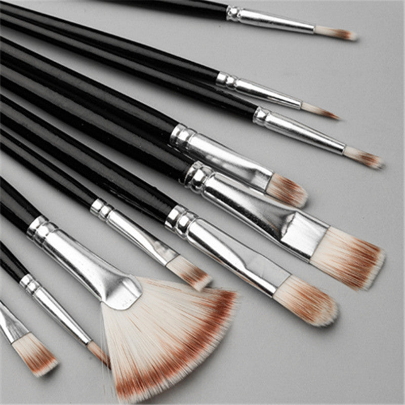 10pcs Acrylic Gouache Brush Set Nylon Brushes