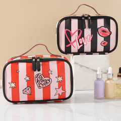 Striped Storage Bag Waterproof Makeup Bag Lightweight Travel Cosmetic Handbag
