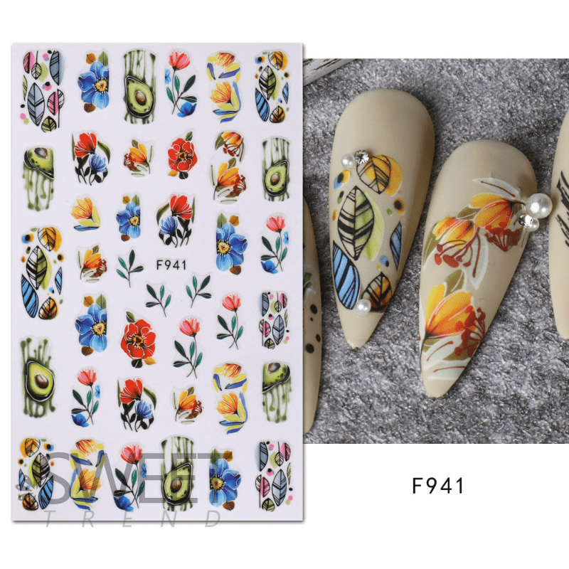 Flower Leaf Nail Art Stickers Self-adhesive Decorations