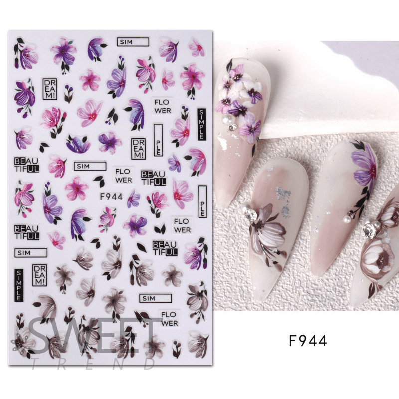 Flower Leaf Nail Art Stickers Self-adhesive Decorations