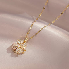 18k Golden Plating Clover Pendant Necklace Elegant Jewelry