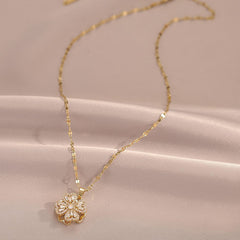 18k Golden Plating Clover Pendant Necklace Elegant Jewelry