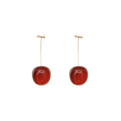 Cherry Earrings Long Dangling Fruit Red Women