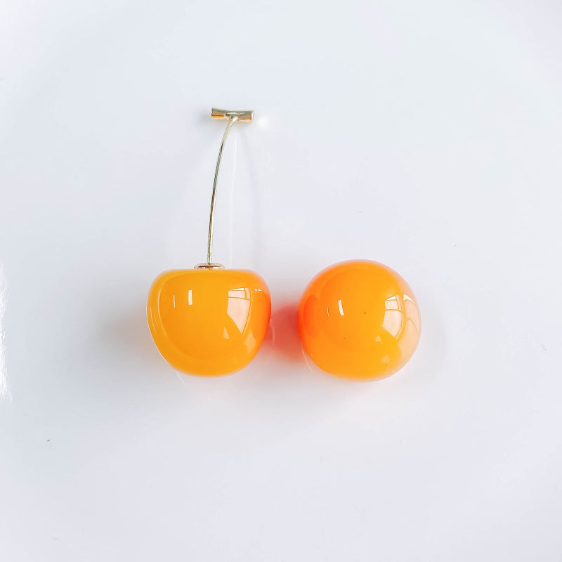 Cherry Earrings Long Dangling Fruit Red Women