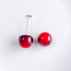 Cherry Earrings Long Dangling Fruit Red Women