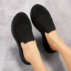 Women's Knit Mule Sneakers Slip On Comfortable Shoes Solid Color