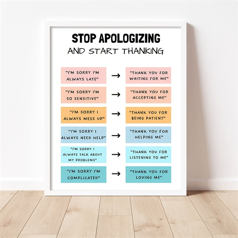 Thank, Don't Apologize: Mental Health Poster for Therapists