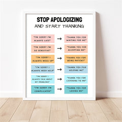Thank, Don't Apologize: Mental Health Poster for Therapists