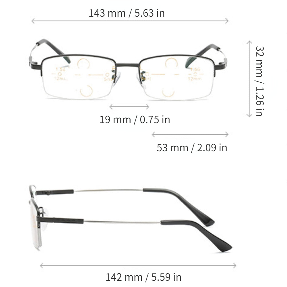 Men's Titanium Multifocal Reading Glasses Anti Light Presbyopia