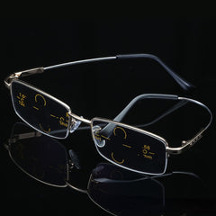 Men's Titanium Multifocal Reading Glasses Anti Light Presbyopia