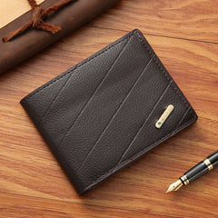 Men's PU Leather Short Wallet with Card Slots and Large Capacity