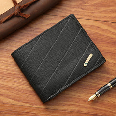 Men's PU Leather Short Wallet with Card Slots and Large Capacity