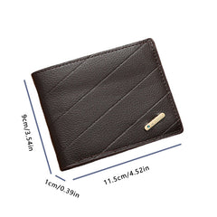 Men's PU Leather Short Wallet with Card Slots and Large Capacity
