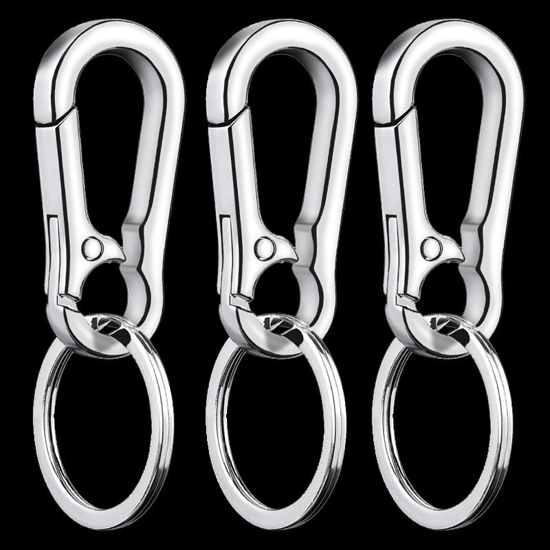 3pcs Stainless Steel Gourd Buckle Keychain Men Waist Belt Clip Anti-lost