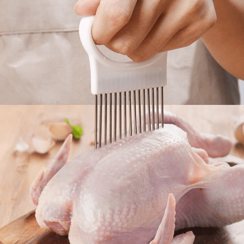 Stainless Steel Onion Needle Fork Vegetable Fruit Slicer