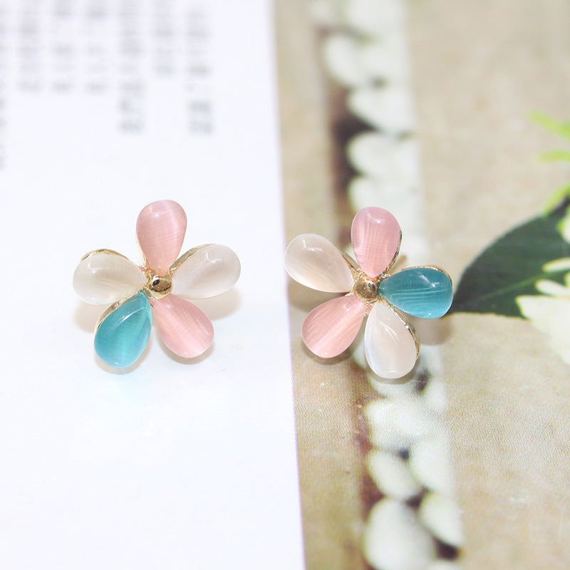 Moonstone Decor Stud Earrings 18K Plated Jewelry