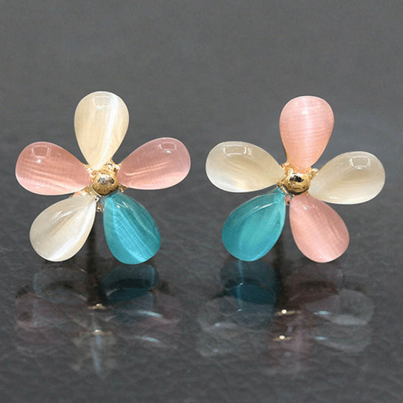 Moonstone Decor Stud Earrings 18K Plated Jewelry