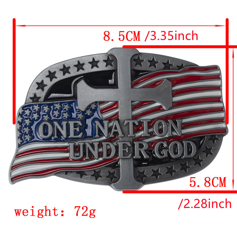 Alloy Flag Cross Letter Belt Buckle Western Cowboy Novelty Buckle