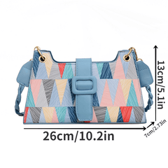 Multicolored Geometric Print Shoulder Bag Zipper Crossbody Bag