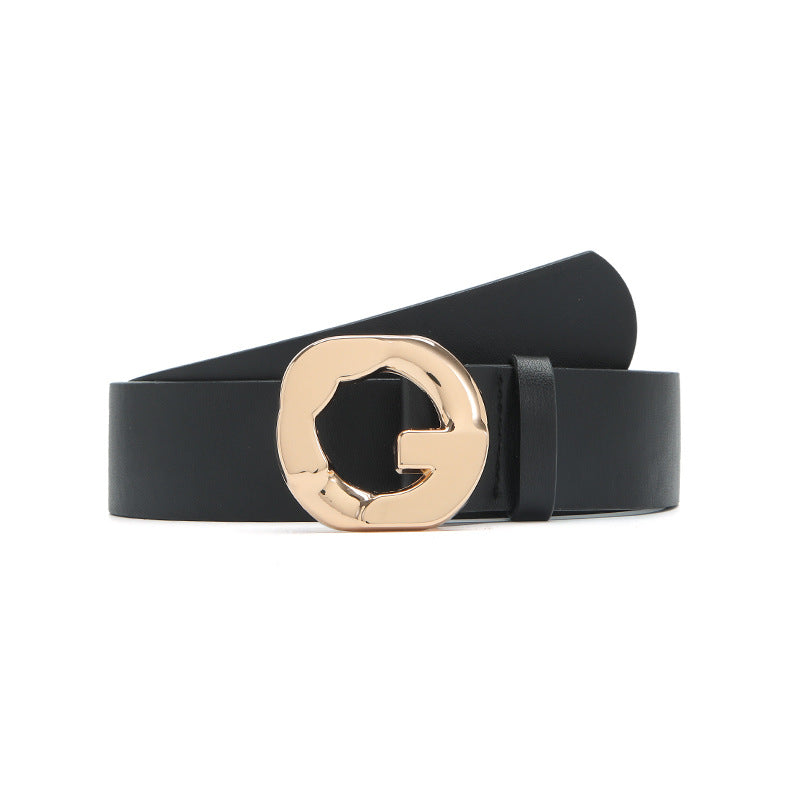 Geometric Buckle Casual Belt Solid Jeans Pants Belt For Women