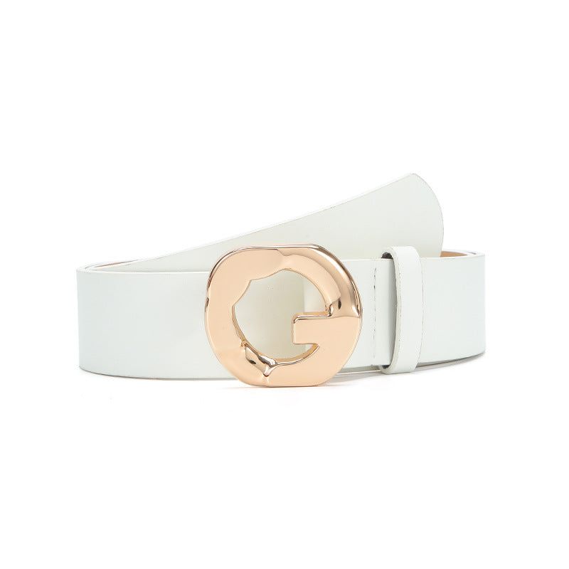 Geometric Buckle Casual Belt Solid Jeans Pants Belt For Women