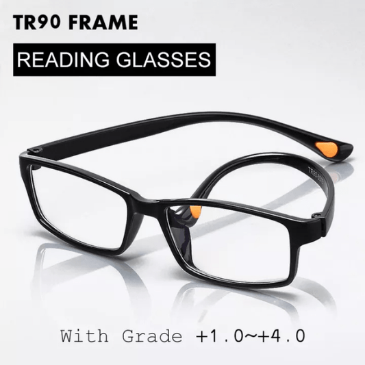 Square Anti Reading Glasses 1.0-4.0 for Women Men with Case