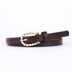 Vintage Faux Pearl Pin Buckle Belt for Women