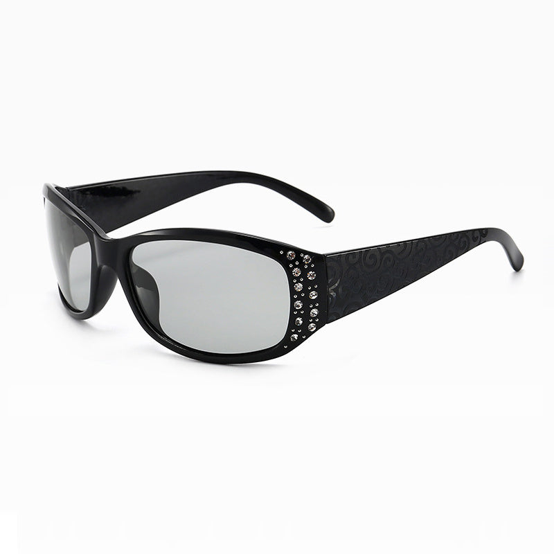 Men's Polarized Night Vision Glasses with Faux Diamond + Cases