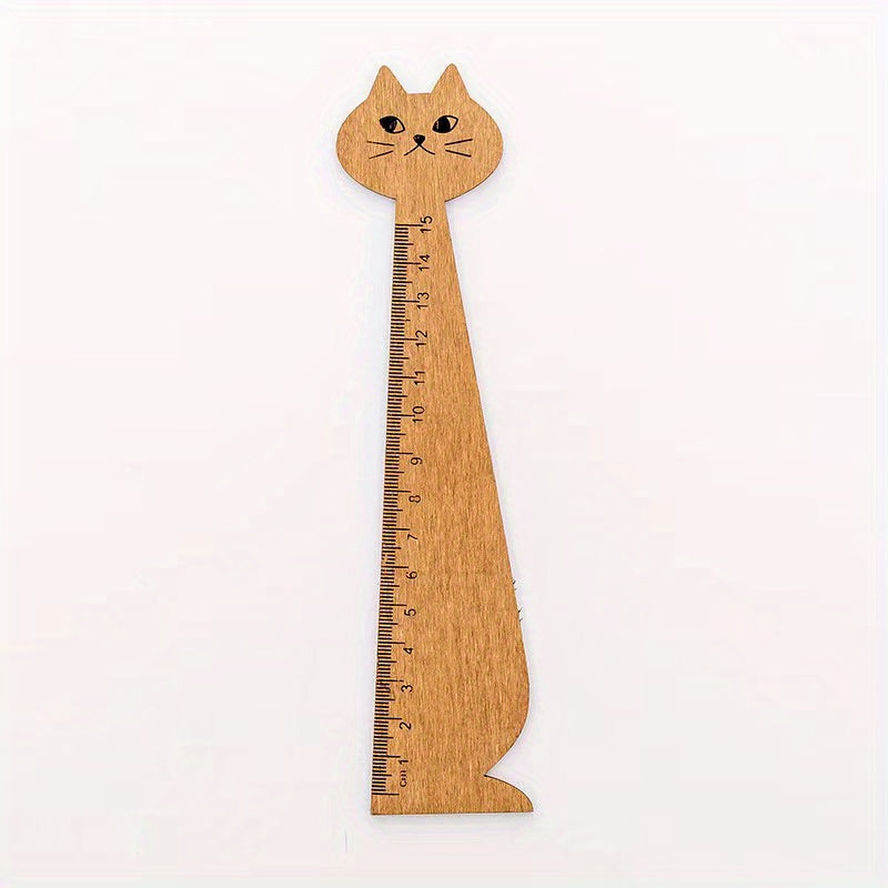 Cartoon Cat Wooden Ruler, Creative Drawing Tool