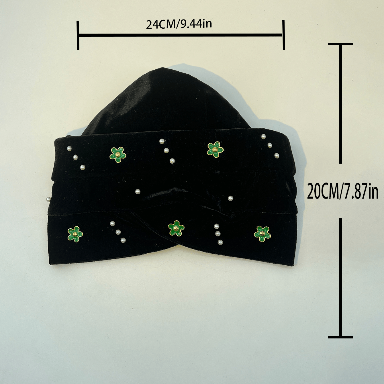 Vintage Beaded Turban Cap Velvet Head Wrap Elastic Beanie Headscarf