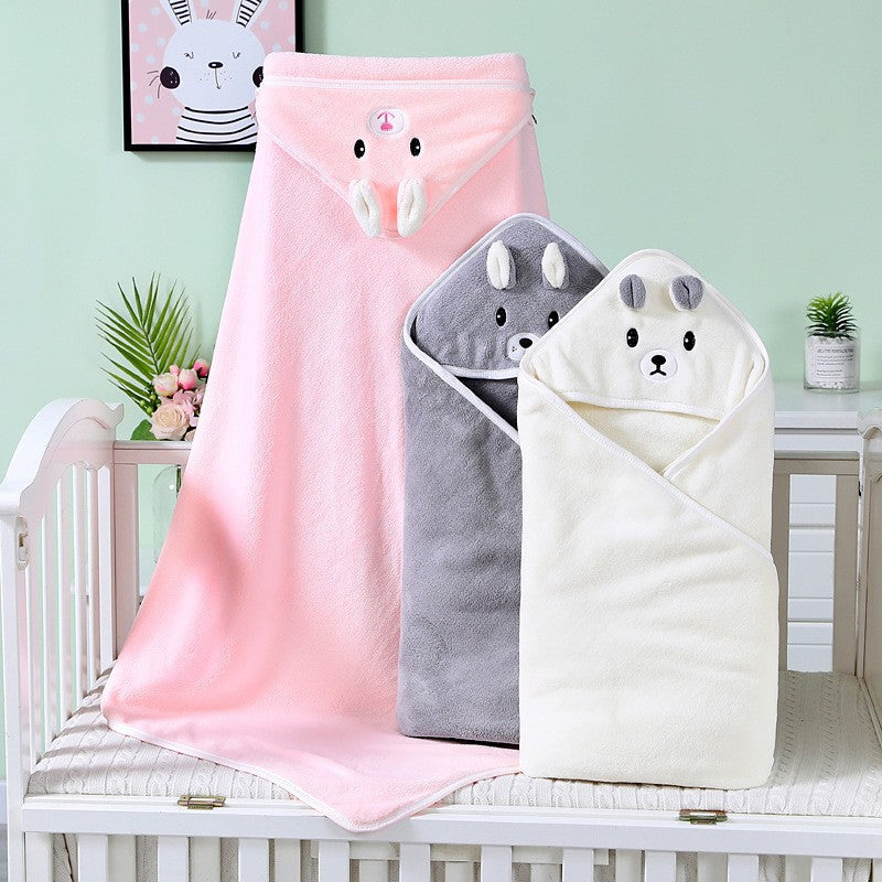 Baby Hooded Bath Towel Coral Fleece Newborn Blanket