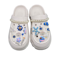 14pcs Shoe Charms Set with 2 Chains for Crocs - Starfish & Shell Design