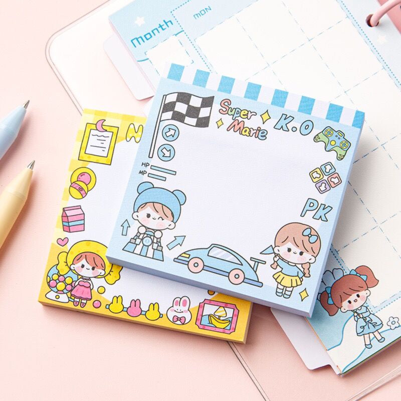 Cute Cartoon Message Board for Girls, Ins Wind Sticker, Reusable, 80 Pages