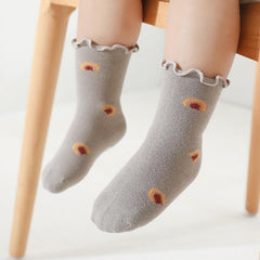 Baby Girls Floral Embroidery Lace Middle Tube Socks