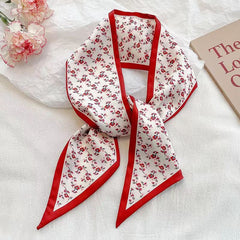 Floral Pattern Silky Headband Hair Scarf Hair Tie Hair Accessories