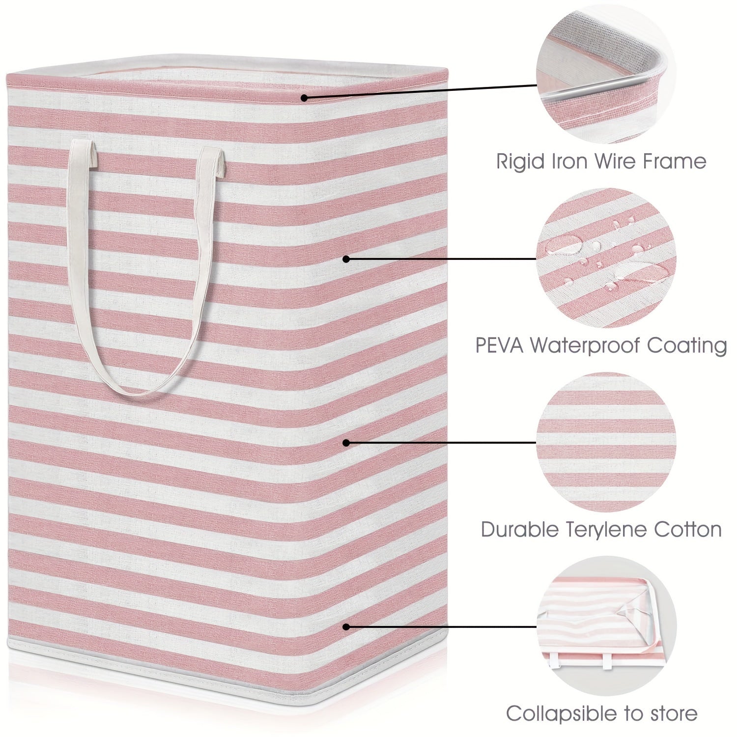 Large Capacity Striped Pattern Clothes Organizer Laundry Washing Bag