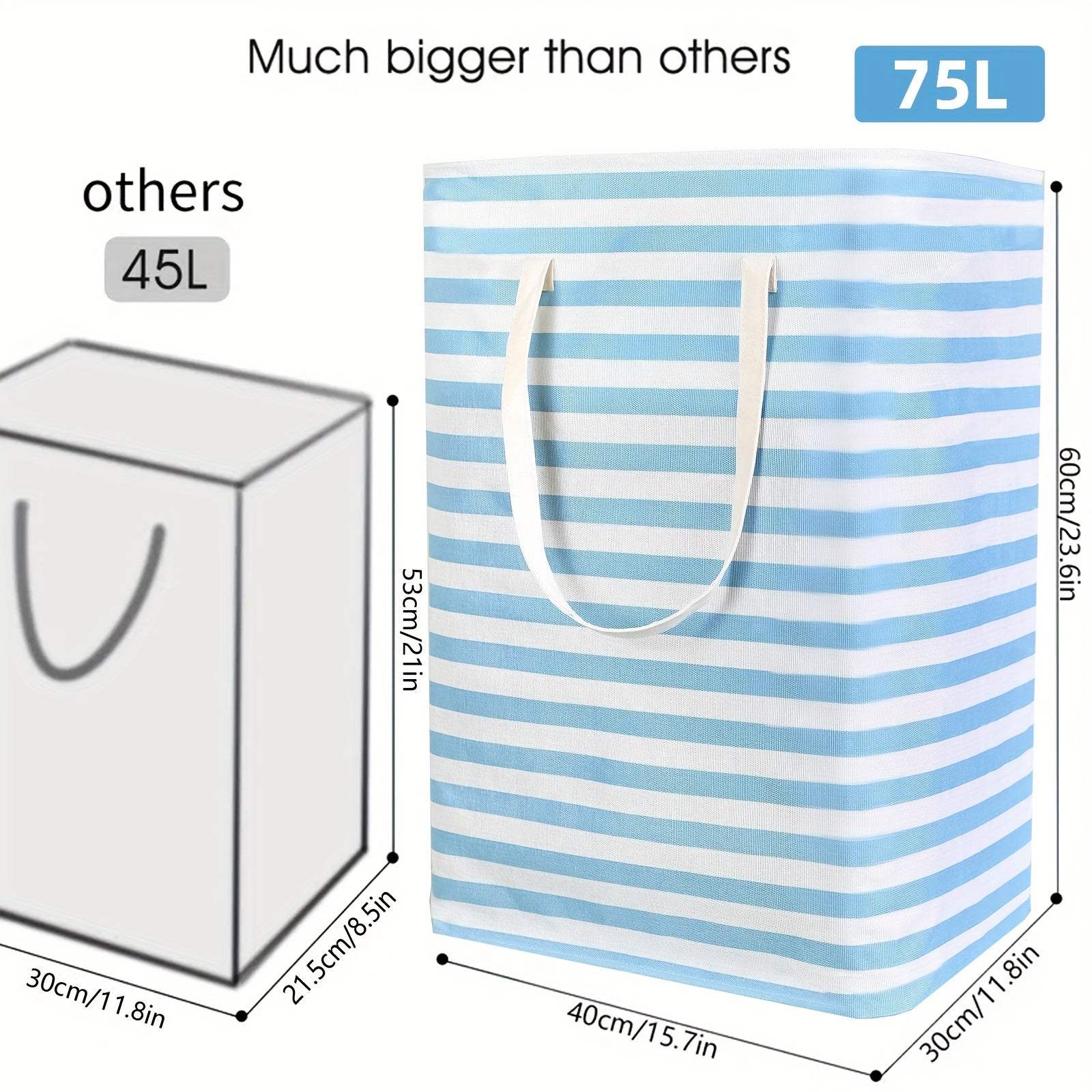 Large Capacity Striped Pattern Clothes Organizer Laundry Washing Bag