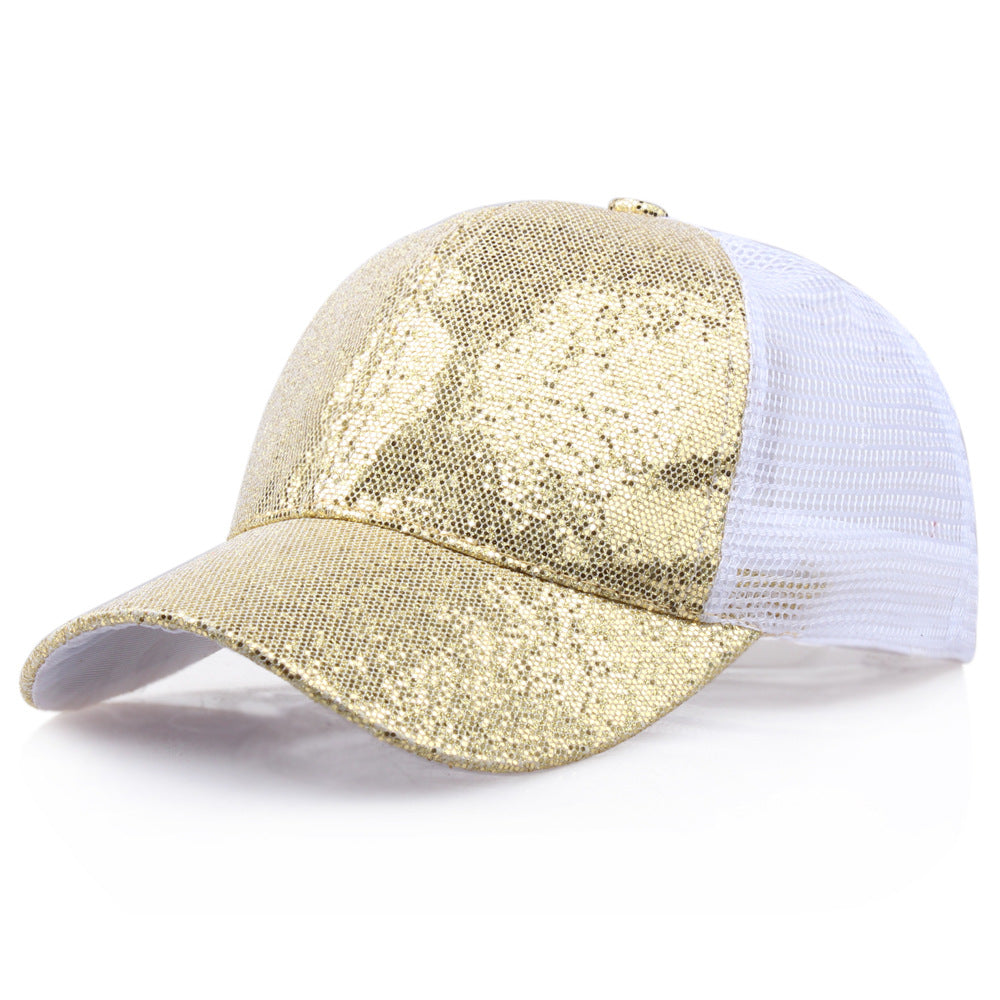 Sequin Ponytail Trucker Hat Glitter Baseball Cap Hip Hop Dad Hats