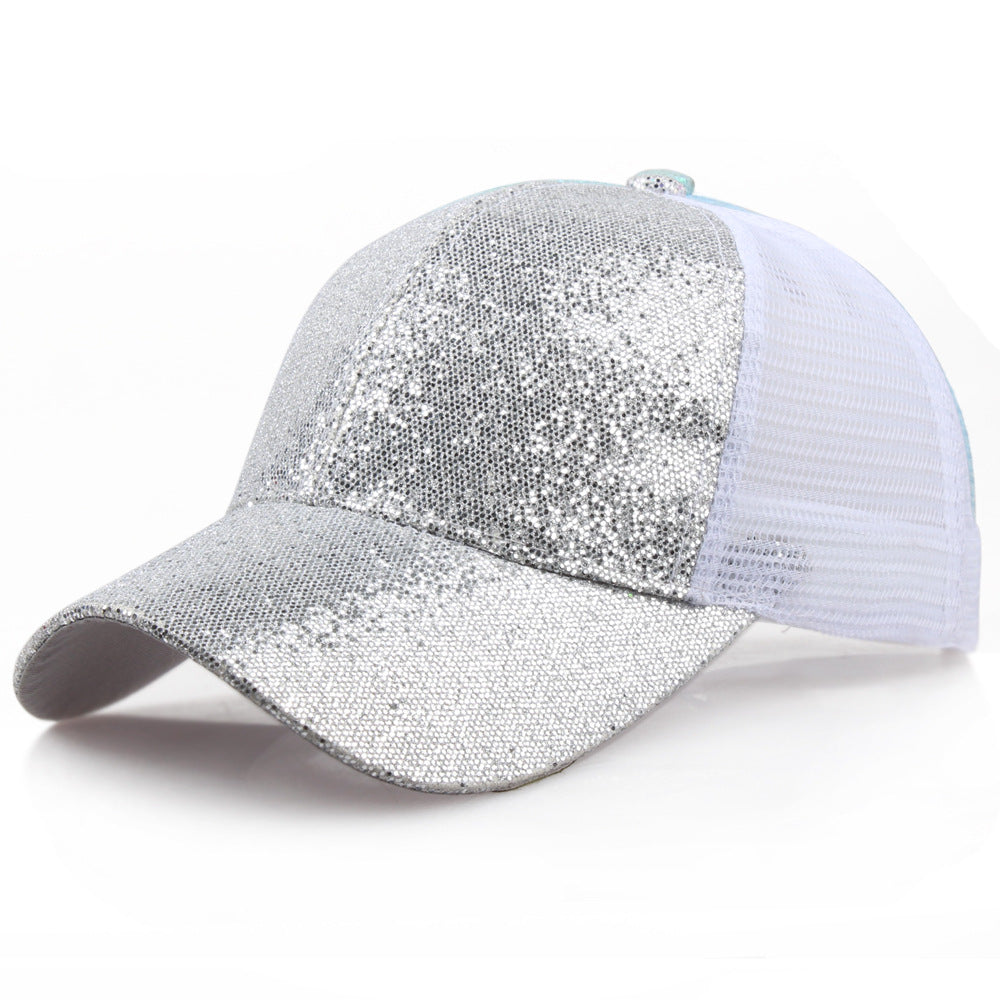Sequin Ponytail Trucker Hat Glitter Baseball Cap Hip Hop Dad Hats