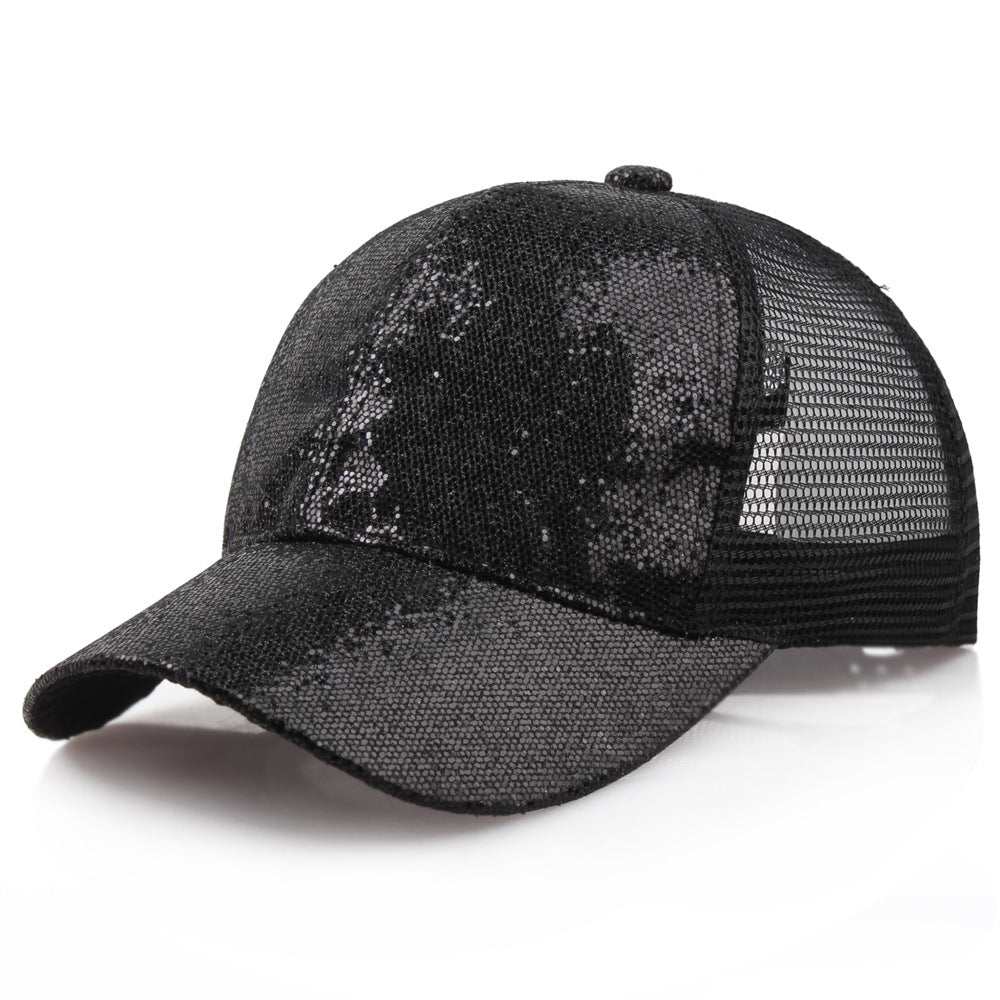 Sequin Ponytail Trucker Hat Glitter Baseball Cap Hip Hop Dad Hats