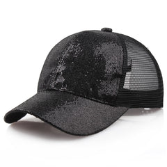Sequin Ponytail Trucker Hat Glitter Baseball Cap Hip Hop Dad Hats
