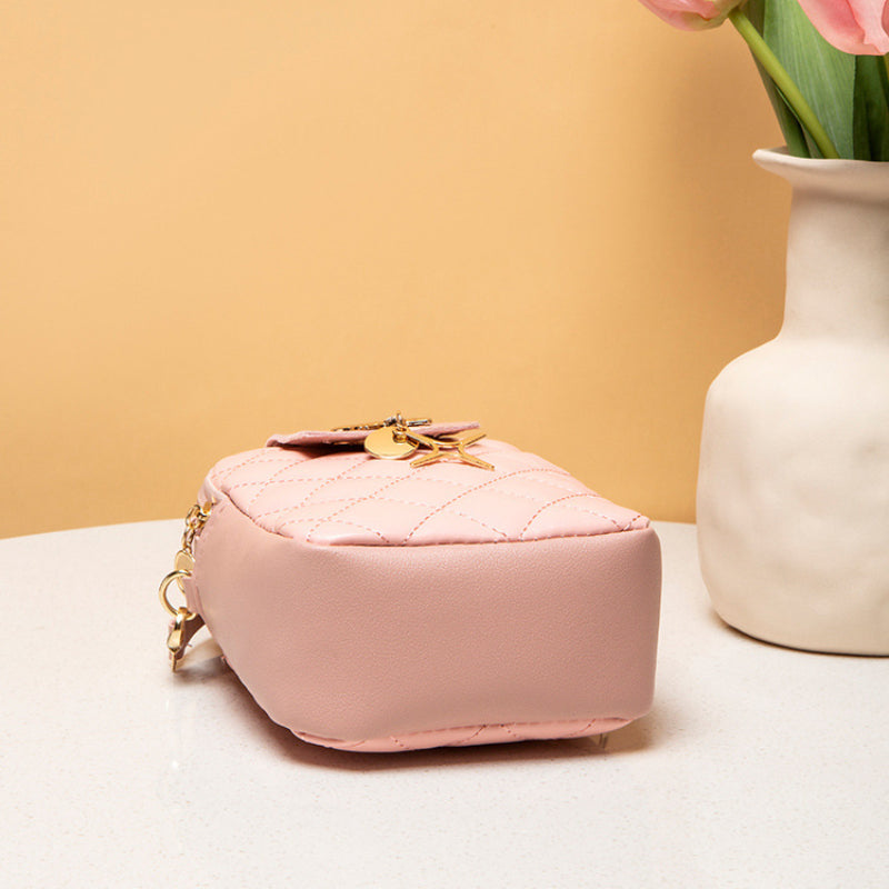 Quilted Mouse Decor Crossbody Bag PU Leather Shoulder Bag