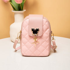 Quilted Mouse Decor Crossbody Bag PU Leather Shoulder Bag