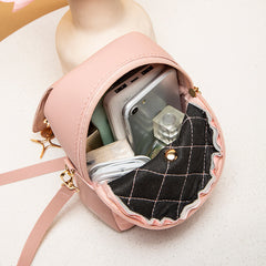 Quilted Mouse Decor Crossbody Bag PU Leather Shoulder Bag
