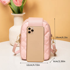 Quilted Mouse Decor Crossbody Bag PU Leather Shoulder Bag