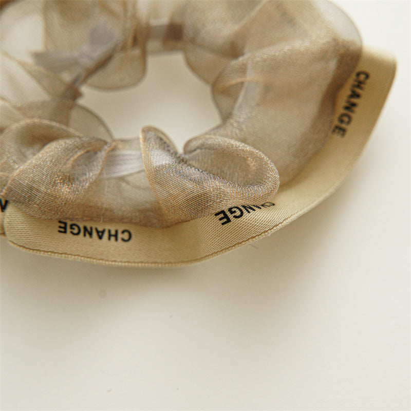 4pcs Organza Scunchies Contrast Trim Hair Tie Hair Rope Elastic Ponytail Holder