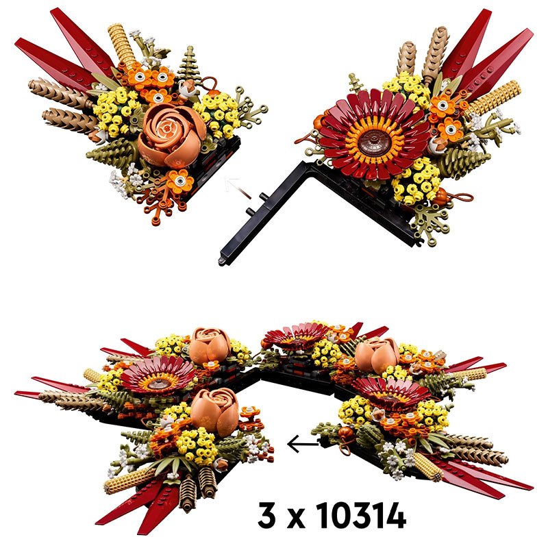 Fomantic Flower Rose Dried Flower Centrepiece Building Block DIY Potted Holiday